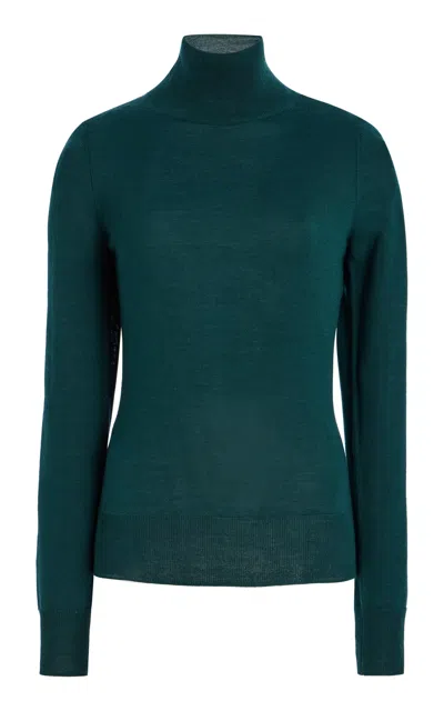 Carolina Herrera Turtleneck Wool-silk Sweater In Green