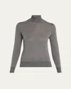 Carolina Herrera Turtleneck Wool-silk Sweater In Gray
