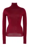 Carolina Herrera Turtleneck Wool-silk Sweater In Red