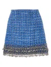 Carolina Herrera Embellished Tweed Mini Skirt In Blue