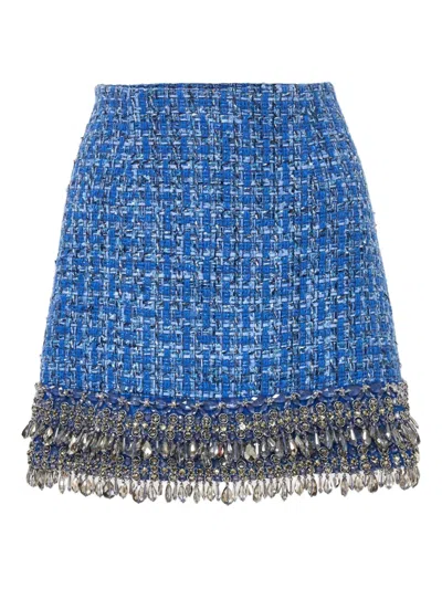 CAROLINA HERRERA TWEED EMBELLISHED MINI SKIRT