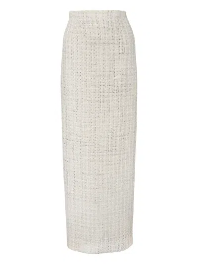 Carolina Herrera Tweed Embellished Skirt In Neutral
