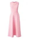 Carolina Herrera Bow Sleeveless Tweed A-line Midi Dress In Pink