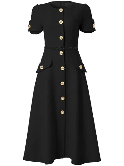 Carolina Herrera Tweed Midi Dress In Black | ModeSens