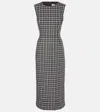 Carolina Herrera Crewneck Wool-blend Midi Dress In Black/white