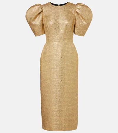 Carolina Herrera Tweed Midi Dress In Brown