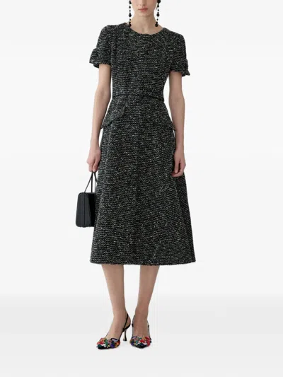Carolina Herrera Tweed Midi Dress In Multi