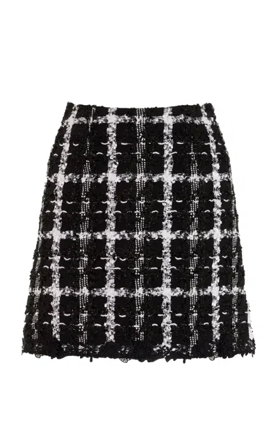 Carolina Herrera Tweed Mini Skirt In Black,white