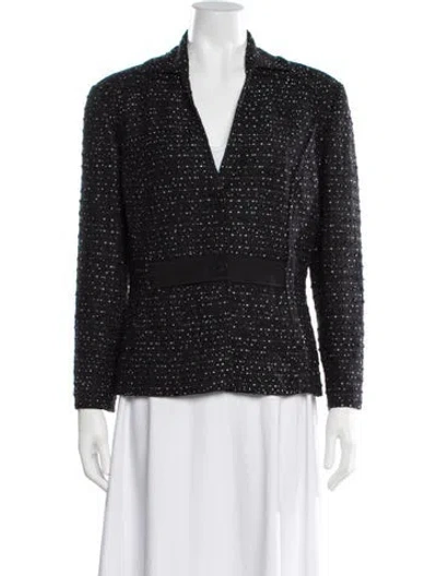 Pre-owned Carolina Herrera Tweed Pattern Blazer In Black