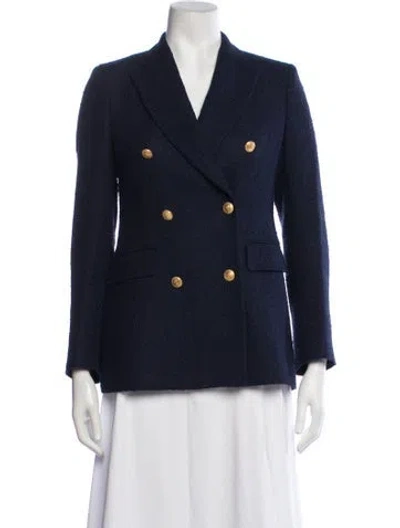 Pre-owned Carolina Herrera Tweed Pattern Blazer In Blue
