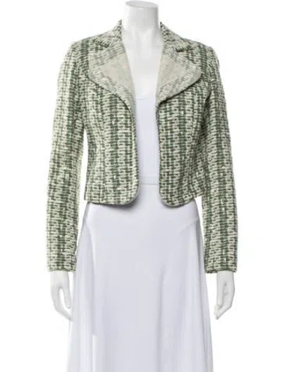 Pre-owned Carolina Herrera Tweed Pattern Blazer In Green