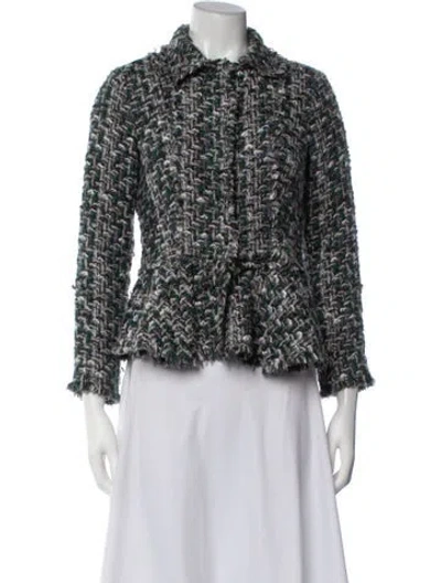 Pre-owned Carolina Herrera Tweed Pattern Blazer In Multicolor