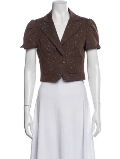 Pre-owned Carolina Herrera Tweed Pattern Blazer W/ Tags In Brown