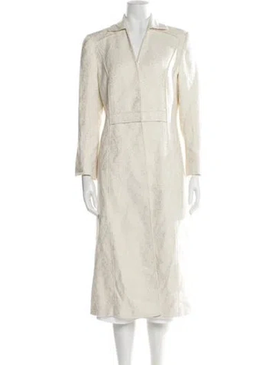 Pre-owned Carolina Herrera Tweed Pattern Coat In Neutral