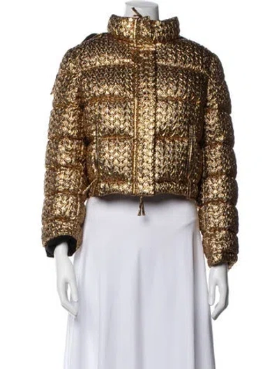 Pre-owned Carolina Herrera Tweed Pattern Down Jacket W/ Tags In Multi