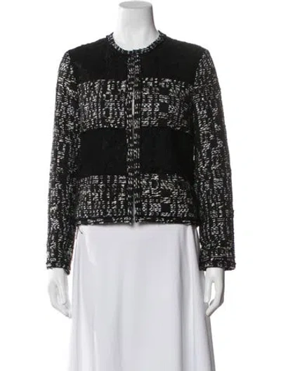 Pre-owned Carolina Herrera Tweed Pattern Jacket In Black
