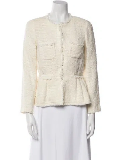 Pre-owned Carolina Herrera Tweed Pattern Jacket In Neutral