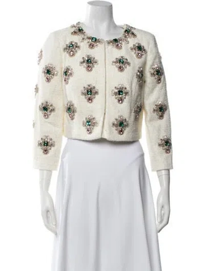 Pre-owned Carolina Herrera Tweed Pattern Jacket W/ Tags In Neutrals