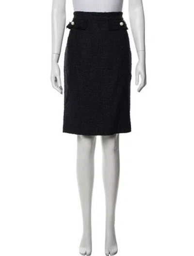 Pre-owned Carolina Herrera Tweed Pattern Knee-length Skirt In Blue