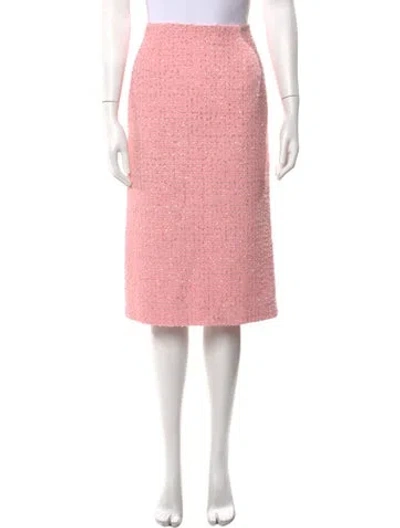 Pre-owned Carolina Herrera Tweed Pattern Midi Length Skirt In Pink