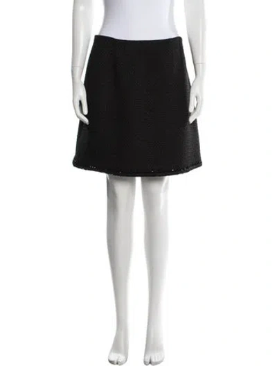 Pre-owned Carolina Herrera Tweed Pattern Mini Skirt In Black