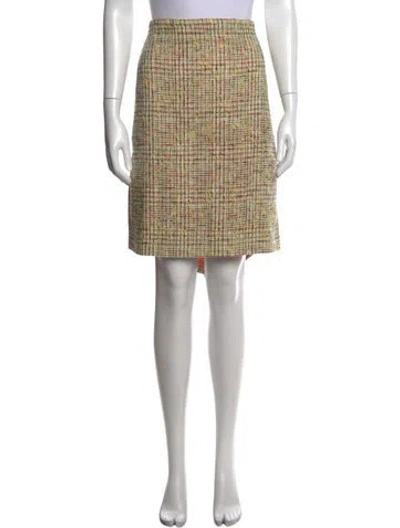 Pre-owned Carolina Herrera Tweed Pattern Mini Skirt In Neutrals