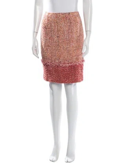 Pre-owned Carolina Herrera Tweed Pattern Mini Skirt In Pink
