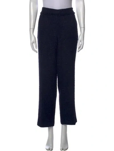 Pre-owned Carolina Herrera Tweed Pattern Straight Leg Pants In Blue