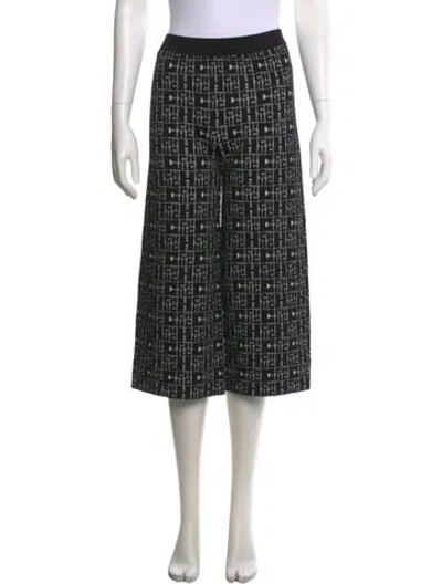 Pre-owned Carolina Herrera Tweed Pattern Wide Leg Pants In Black