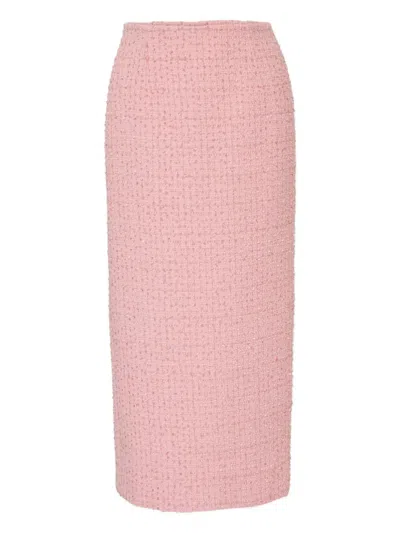 Carolina Herrera Tweed Pencil Midi Skirt In Pink