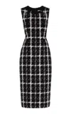 Carolina Herrera Tweed Sheath Midi Dress In Black/white