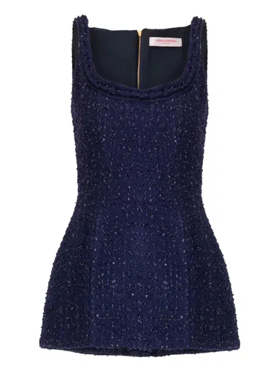 Carolina Herrera Tweed Top In Blue