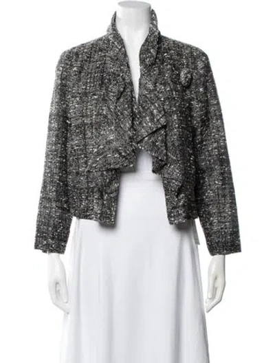 Pre-owned Carolina Herrera Tweed Tweed Pattern Jacket In Gray