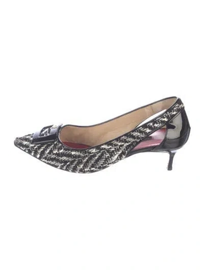 Pre-owned Carolina Herrera Tweed Tweed Pattern Pumps In Blue