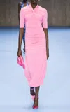 Carolina Herrera Twist Detail Ruched Body-con Jersey Dress In Pink