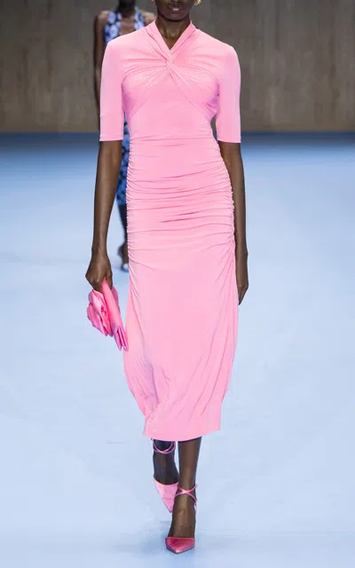 CAROLINA HERRERA TWISTED JERSEY MIDI DRESS