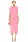 Carolina Herrera Twist Detail Ruched Body-con Jersey Dress In Happy Pink