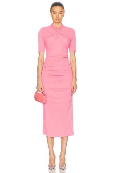 CAROLINA HERRERA TWISTED NECK MIDI DRESS