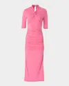 Carolina Herrera Twist Detail Ruched Body-con Jersey Dress In Happy Pink