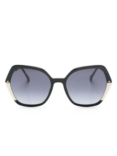Carolina Herrera Two-tone Oversize-frame Sunglasses In Black