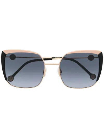 Carolina Herrera Two-tone Square-frame Sunglasses In Black