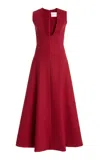 Carolina Herrera U-neck Wool-blend Midi Dress In Red