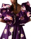 Carolina Herrera V-neck Folded Ruffle Silk Top In Purple