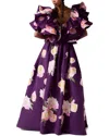 Carolina Herrera V-neck Folded Ruffle Silk Top In Purple