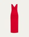 Carolina Herrera V-neck Ruched Column Dress