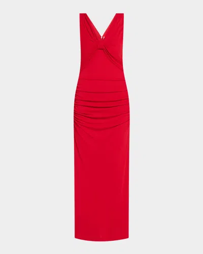 CAROLINA HERRERA V-NECK RUCHED COLUMN DRESS