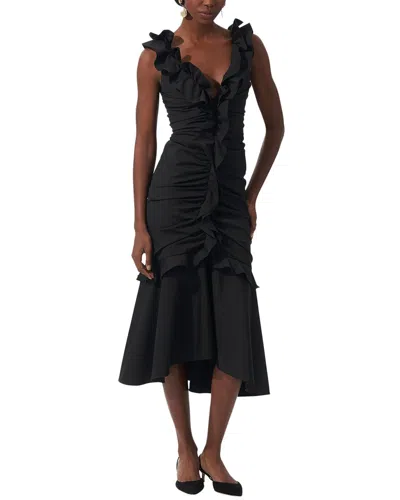 CAROLINA HERRERA V-NECK RUCHED MIDI DRESS