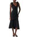 Carolina Herrera Ruffled Cotton-blend Midi Dress In Black