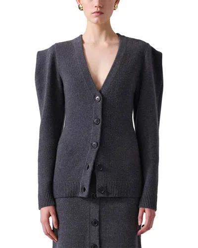 Carolina Herrera V-neck Wool & Cashmere-blend Cardigan In Gray