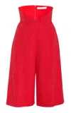Carolina Herrera V-waist Cotton-blend Shorts In Red
